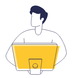 Man on computer illustration