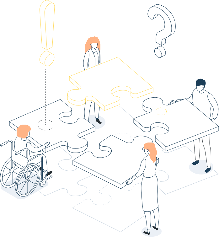 People putting puzzles together vector