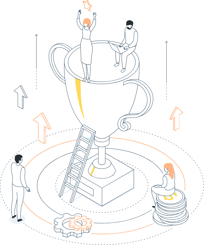 Line Vector Trophy And People
