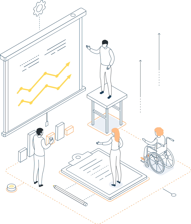 People watching presentation vector
