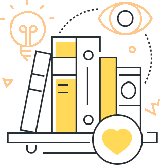Books with eye and heart vector